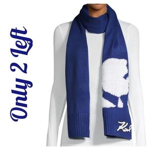 Karl Lagerfeld Signature Knit Scarf Blue White Signed Great Gift